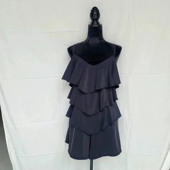 Fit 4 Ur Hips One piece Flattering ruffle Tiered swim Shorts Romper Black sz 10 - Picture 1 of 10